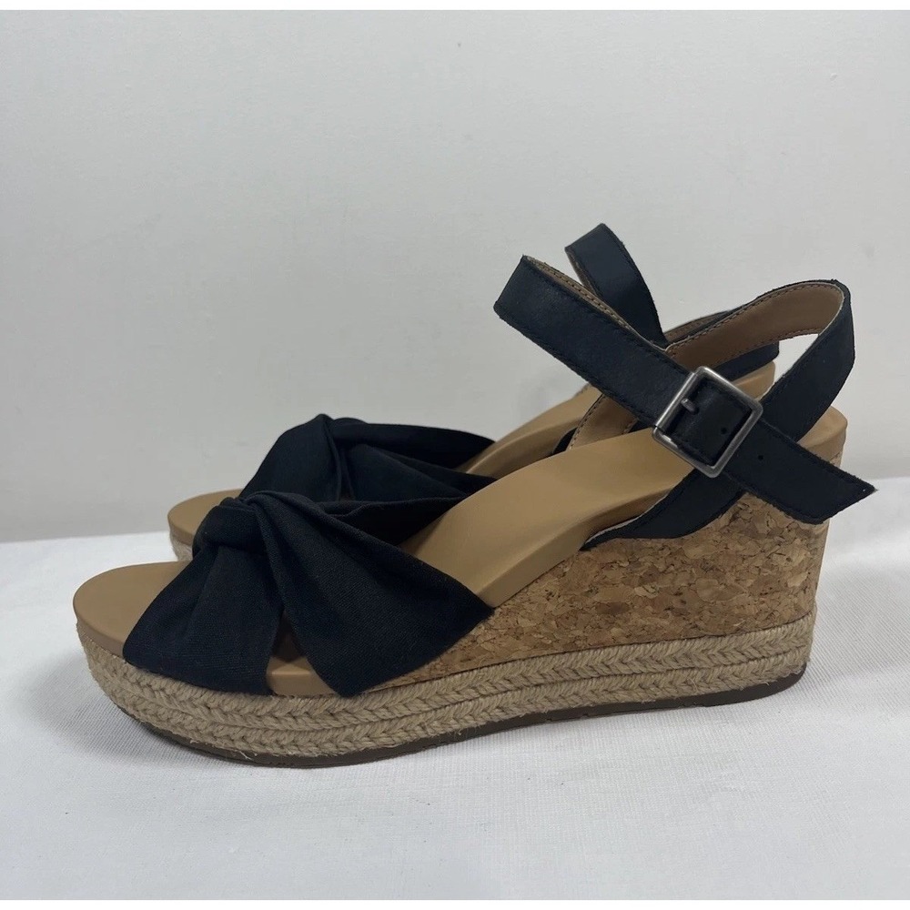 UGG Women 8 Joslyn Crisscross Canvas Cork Espadrille Wedge Sandals Festival Chic